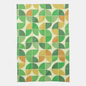 Retro Mid eeuw Geometrische floraalgroen Theedoek (Verticaal)