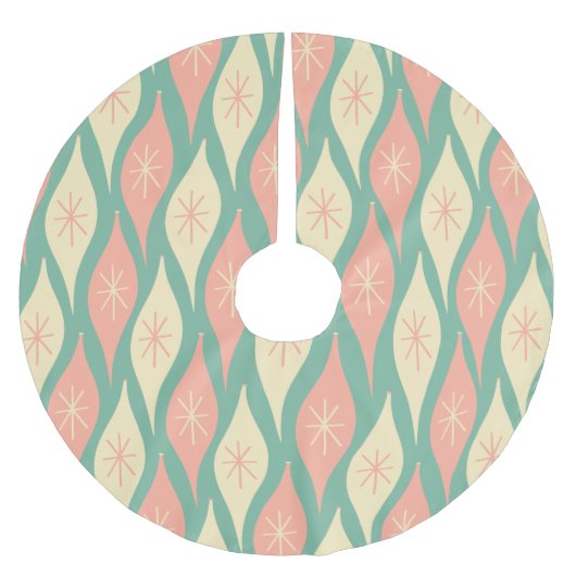 Retro Mid-eeuwse kerstversieringen roze Kerstboom Rok (Voorkant)