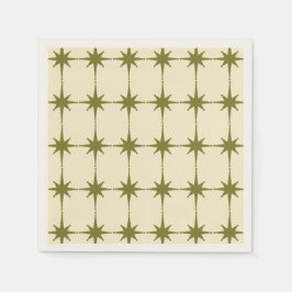 Retro Mid-eeuwse Modern Green Star Pattern Servet