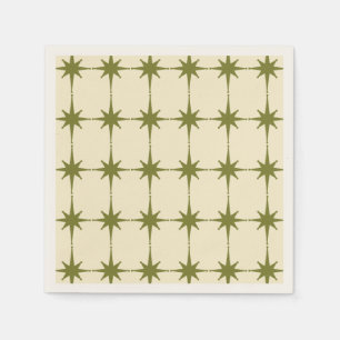 Retro Mid-eeuwse Modern Green Star Pattern Servet