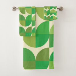 Retro Mid-eeuwse Moderne Groene Geometrische patro Bad Handdoek