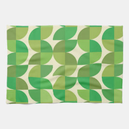 Retro Mid-eeuwse Moderne Groene Geometrische patro Theedoek