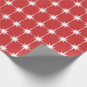Retro Mid-eeuwse moderne Star Pattern Red & White Cadeaupapier (Hoek)