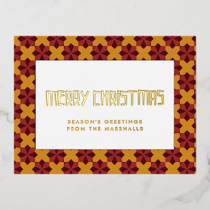 Retro mid-eeuwse patroon Merry kerst Folie Feestdagen Briefkaart