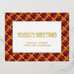 Retro mid-eeuwse patroon Seizoensgroeten Folie Feestdagen Briefkaart