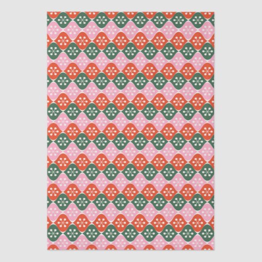 Retro Mid Mod Atomic Pattern Pink Green Christmas Tissuepapier (Voorkant)