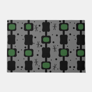 Retro Mid Mod Columns Boxes Forest Green Deurmat