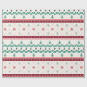 Retro Mid Mod Kerstmis Olive Red Cream Cadeaupapier (Vlak)