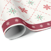 Retro Mid Mod Kerstmis Olive Red Cream Cadeaupapier (Rol Hoek)