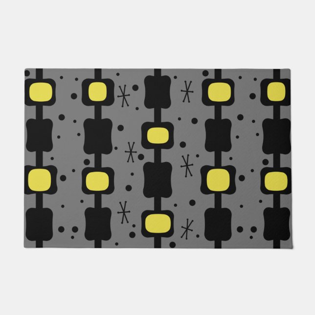 Retro Mid Mod Kolommen Boxel Geel Deurmat (Voorkant)