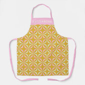 Retro Mid Mod Pattern Roze Geel Gepersonaliseerd Schort (Voorkant)