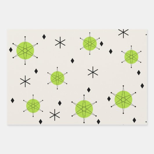 Retro Mid Mod Starburst Sky Chartreuse Inpakpapier Vel (Voorkant 2)