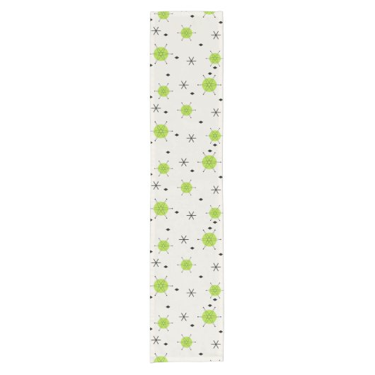 Retro Mid Mod Starburst Sky Chartreuse Korte Tafelloper (Voorkant)
