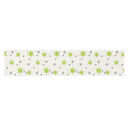 Retro Mid Mod Starburst Sky Chartreuse Korte Tafelloper (Horizontaal)
