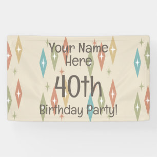 Retro Midcentury 40e verjaardag Spandoek