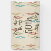 Retro Midcentury 50ste verjaardag Spandoek (Verticaal)