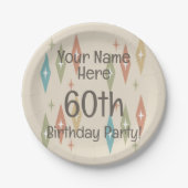Retro Midcentury 60ste verjaardag Papieren Bordje (Voorkant)