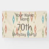 Retro Midcentury 70ste verjaardag Spandoek (Horizontaal)