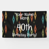 Retro Midcentury Custom Verjaardag Spandoek (Horizontaal)