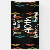 Retro Midcentury Custom Verjaardag Spandoek (Verticaal)