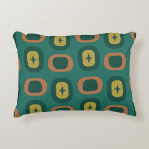 Retro Midcentury geometrische vormen Blauwgroen Accent Kussen