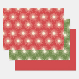 Retro Midcentury Moderne Kerstuitbarstingen Inpakpapier Vel