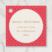 Retro MidCentury Rood Roze Schattige Aangepaste Ke Bedankjes Labels (Voorkant)