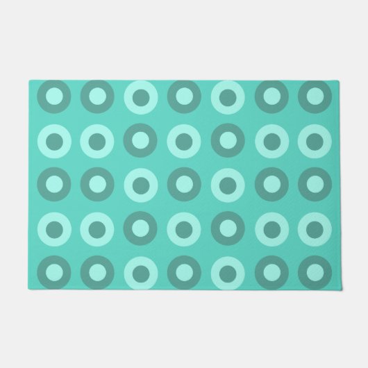 Retro MidCentury Stippen Turquoise Deurmat (Voorkant)