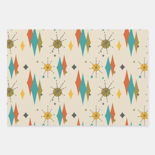 Retro  middeleeuwse atoomruimtetijd inpakpapier vel (Voorkant 3)