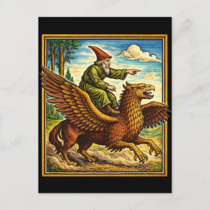 Retro Middeleeuwse Slakkenruiter Fantasy T-shirt P Briefkaart