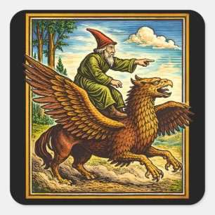 Retro Middeleeuwse Slakkenruiter Fantasy T-shirt P Vierkante Sticker