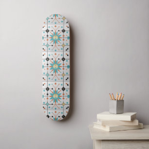 Retro Midden Eeuw Atomaire Geometrische Patroon Skateboard