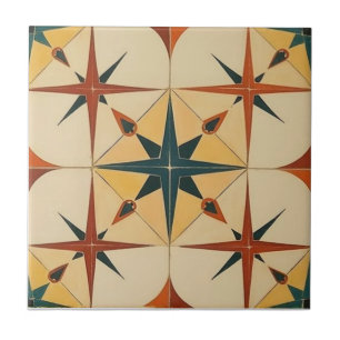 Retro Midden Eeuw Atomaire Geometrische Patroon Tegeltje