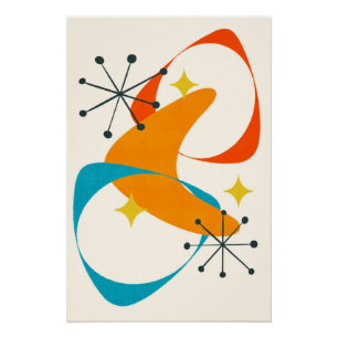 Retro Midden Eeuw Atoom Space Age Abstract 20 Perfect Poster