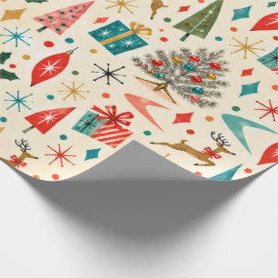 Retro Midden Eeuw Kerstmis Cadeaupapier