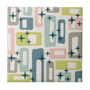 Retro Midden Eeuw Modern Abstract Patroon Tegeltje