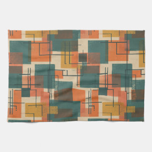 Retro Midden Eeuw Modern Abstract Patroon Theedoek