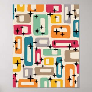 Retro Midden Eeuw Modern Abstract Poster
