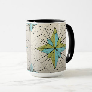 Retro Midden Eeuw Modern Atomair Geometrisch Patro Mok