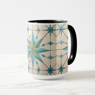 Retro Midden Eeuw Modern Atomair Geometrisch Patro Mok