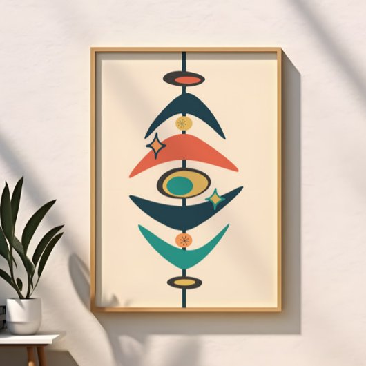 Retro Midden Eeuw Modern Atomische Tijdperk Abstra Poster