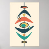 Retro Midden Eeuw Modern Atomische Tijdperk Abstra Poster (Voorkant)