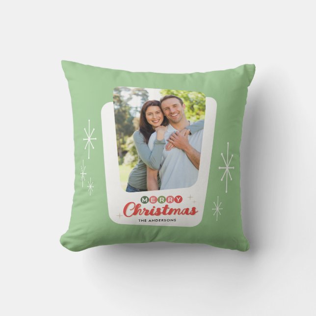 Retro Midden-eeuw Moderne Foto Kerstmis Kussen (Voorkant)