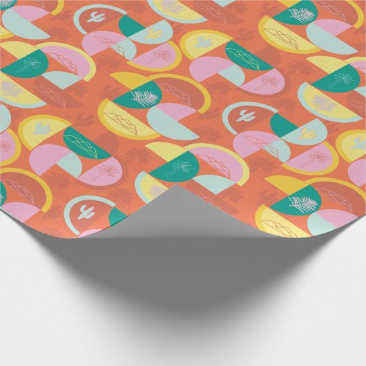 Retro Midden-Eeuw Moderne Zonnige Palm Springs Cadeaupapier (Hoek)