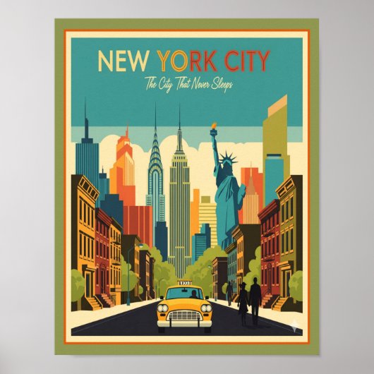 Retro Midden-eeuw New York City Poster (Voorkant)