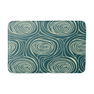 Retro Midden Eeuw Teal en Crème Abstracte Draaikol Badmat