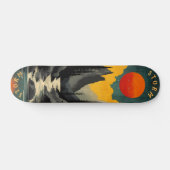 Retro Midden-Eeuwse Bergzonsondergang Skateboard (Horizontaal)