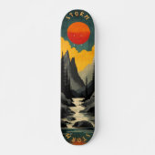 Retro Midden-Eeuwse Bergzonsondergang Skateboard (Voorkant)