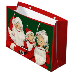 Retro Midden-Eeuwse Kerstman Familie – Kitsch Clau Groot Cadeauzakje