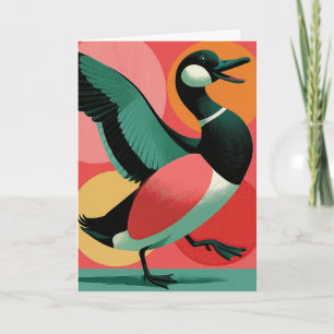 Retro Middeneeuwse Eend Kleurrijke Vogel Kunst Kaart